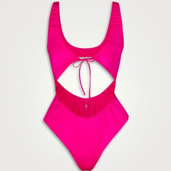 Skims Woven Shine Tie Front Teddy Size 2X Raspberry AP-ONE-1448 - Picture 9 of 9